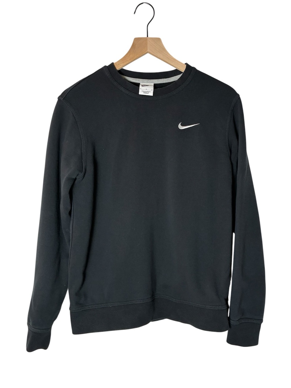 Nike Black Crewneck Sweatshirt with White Swoosh Cotton